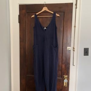 Pact apparel maternity nursing jumpsuit, navy, small